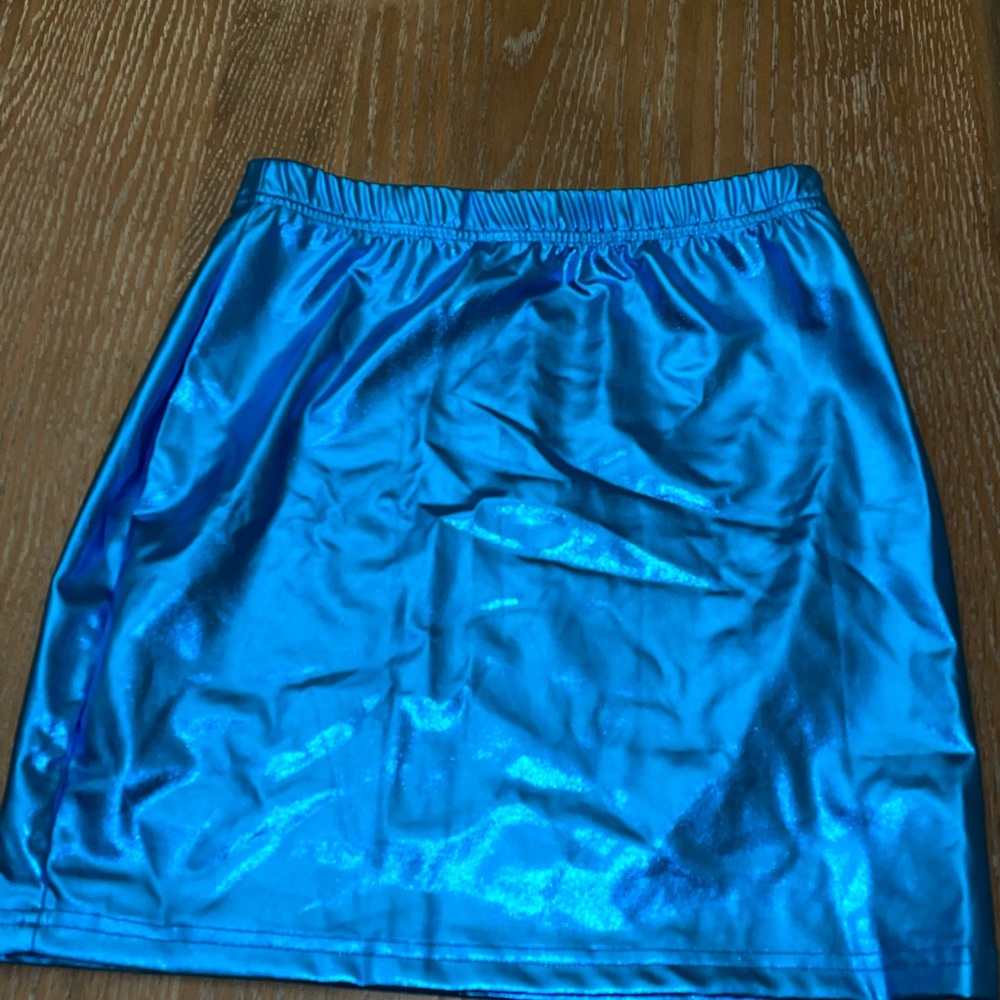 Blue metallic skirt